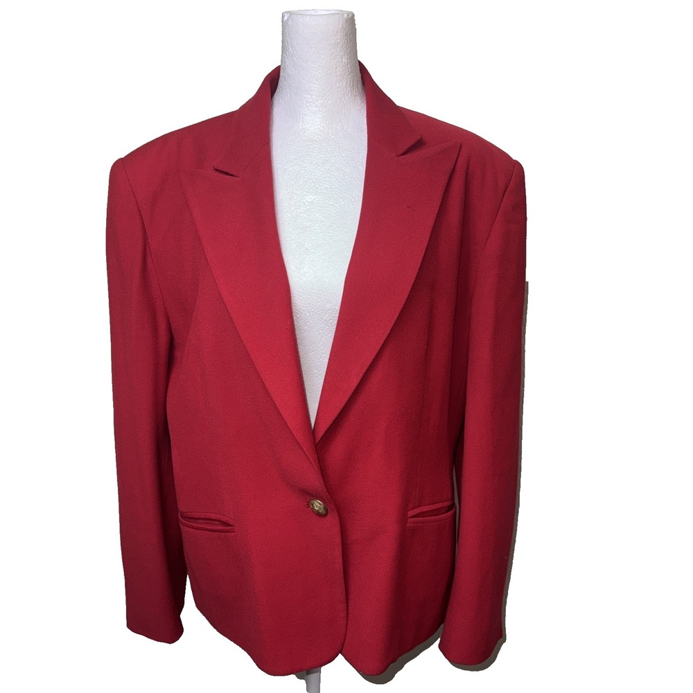 VTG Lauren Ralph Lauren Red Wool Blazer Dark Academia‎ Old Money Classic Chic **